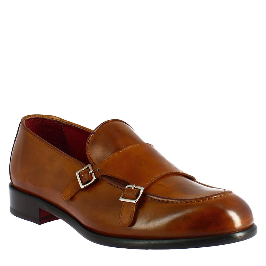 Brown double buckle moccasin