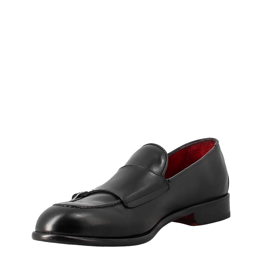 Men's Black Double Buckle Moccasin