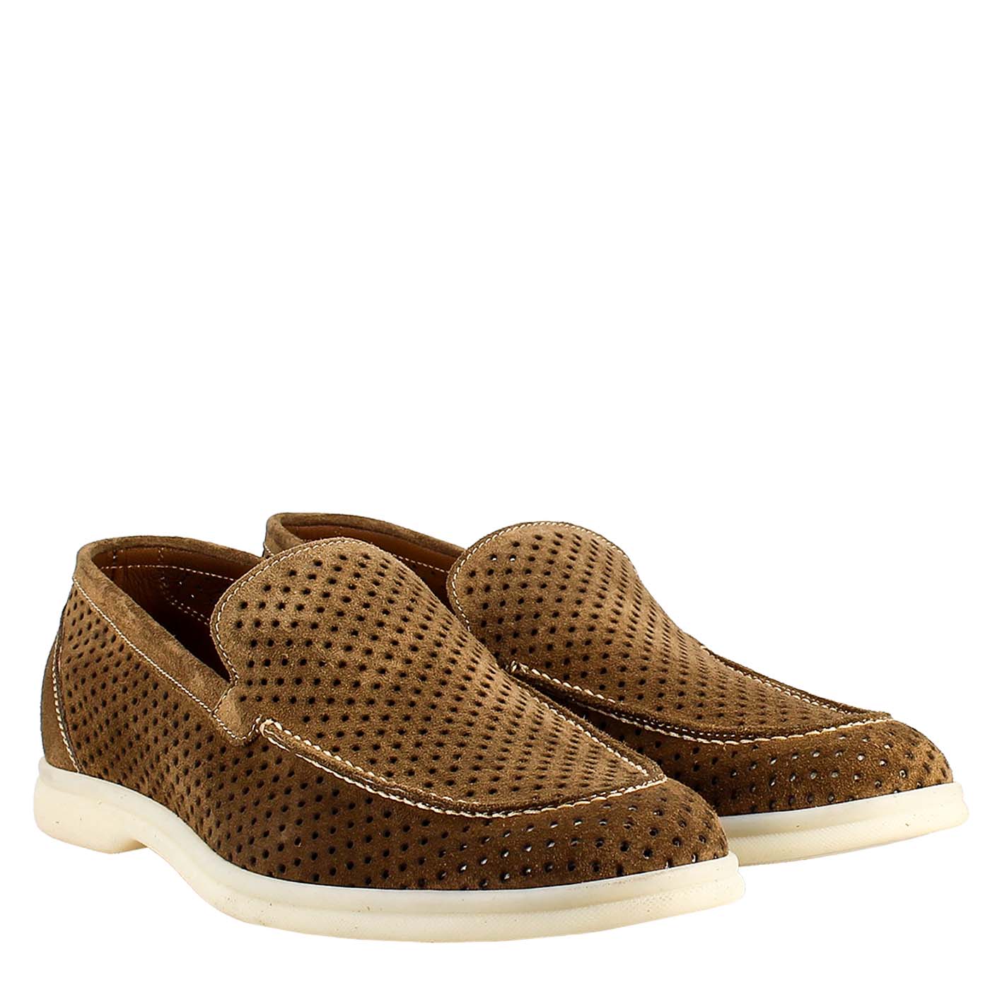Brown Unlined Loafers in Suede