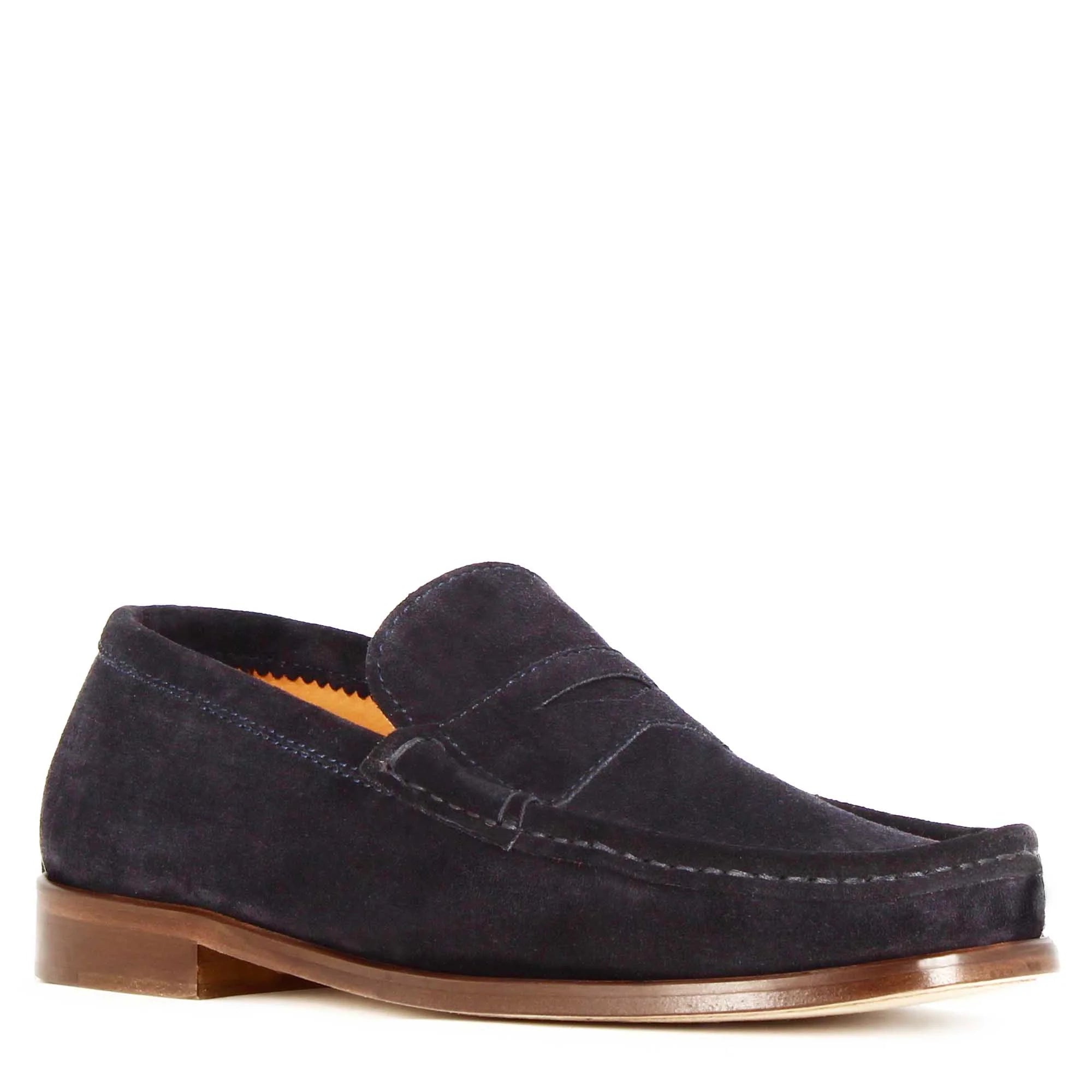 Navy suede leather loafer - Main Image