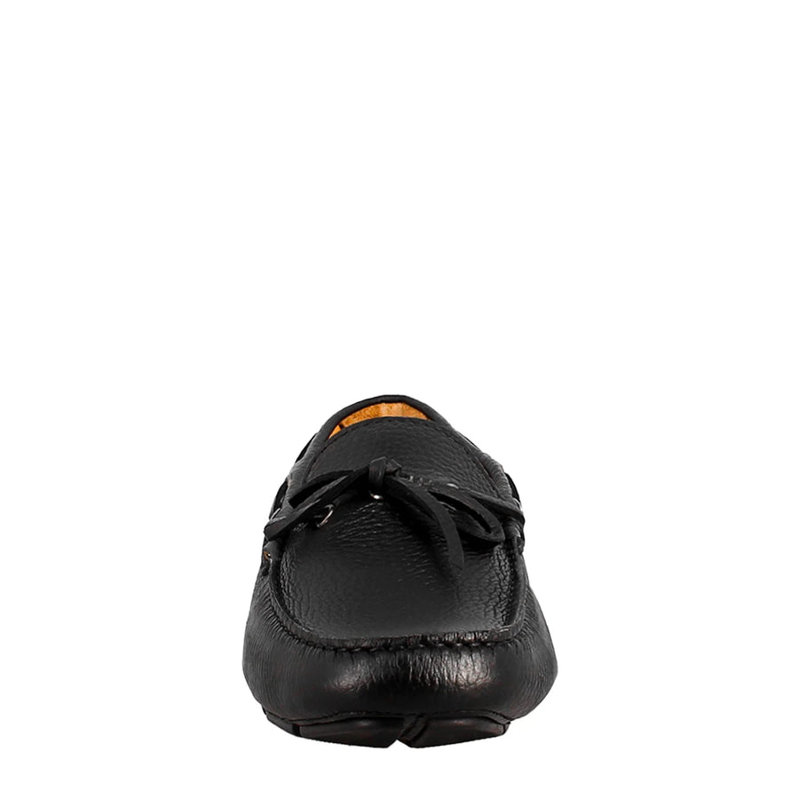 Black Leather Moccasin with Laces