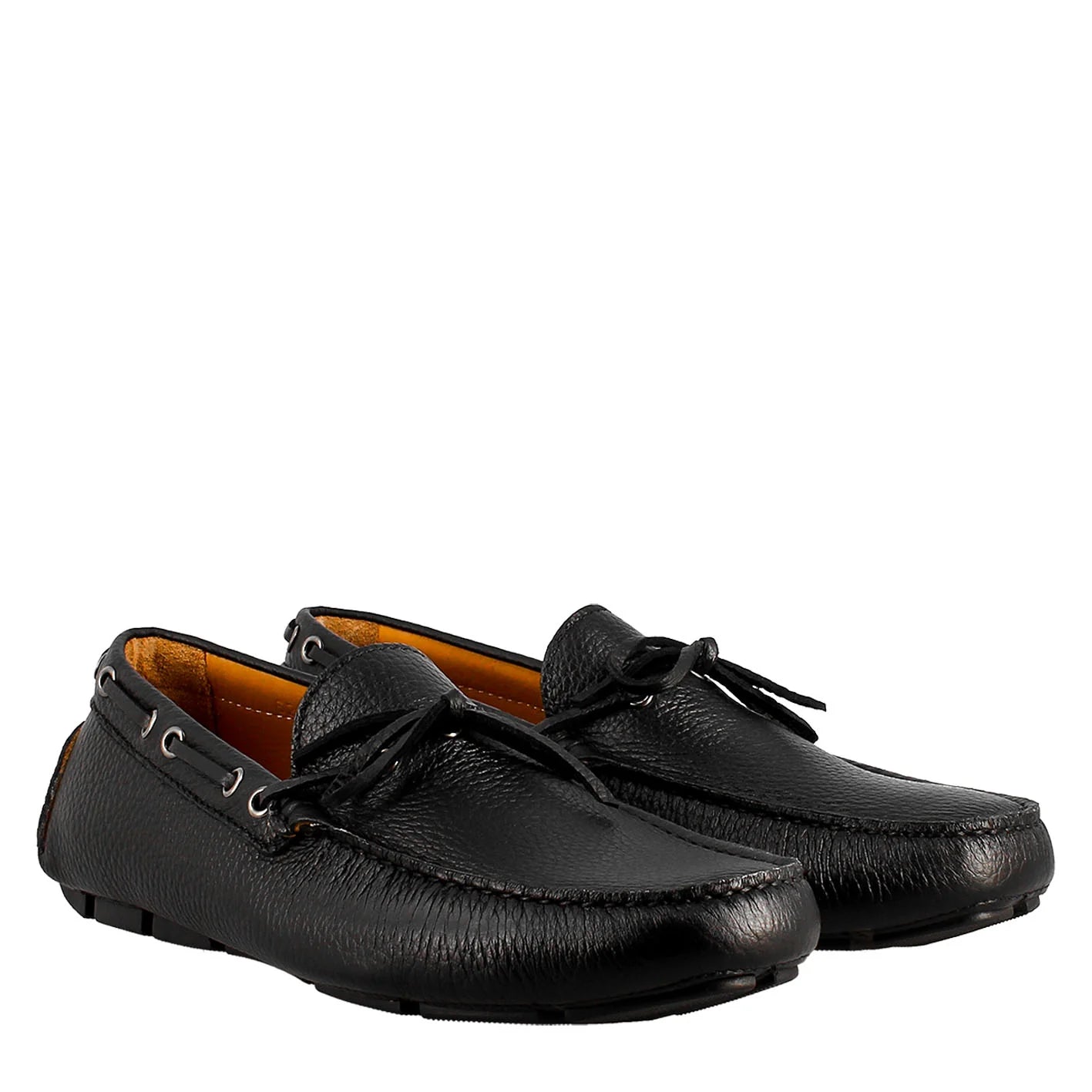 Black Leather Moccasin with Laces