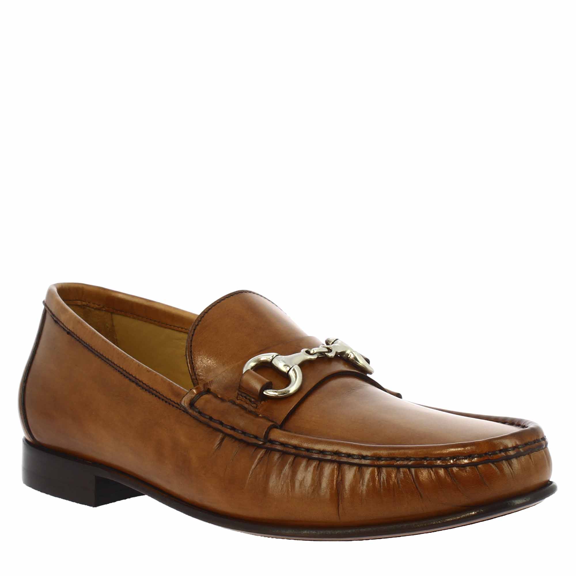 Handmade men's loafers in brown calf LEATHER