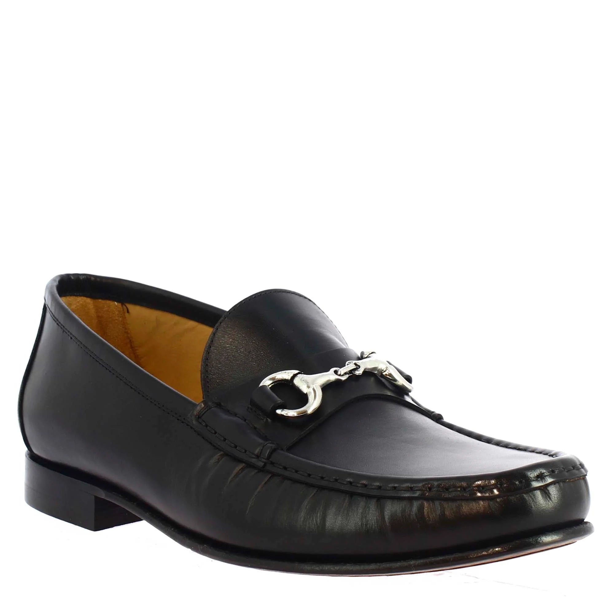Handmade men's moccasins in black calf LEATHER