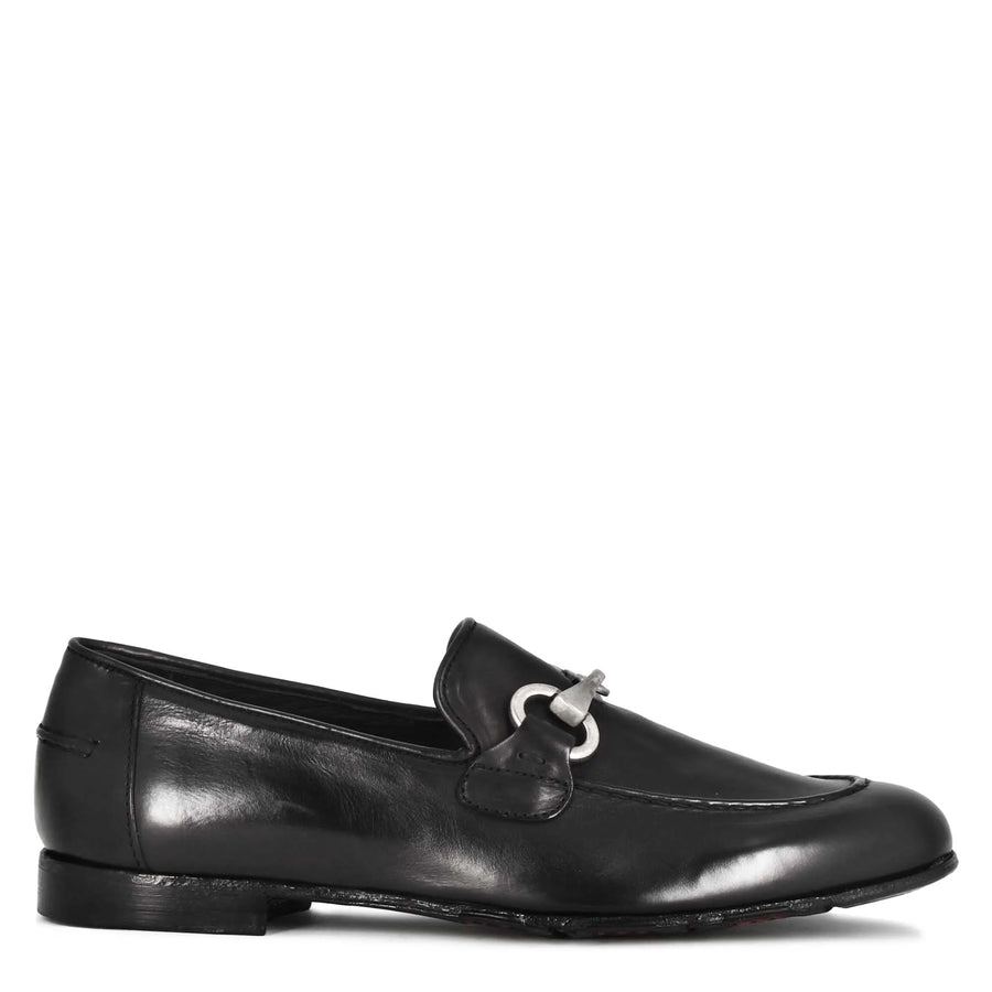Men's black leather moccasin