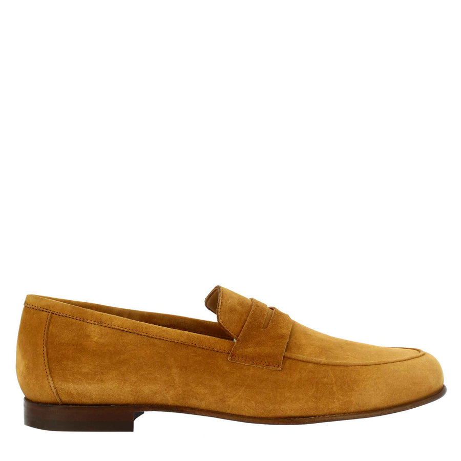 slip-on loafers in brown suede leather