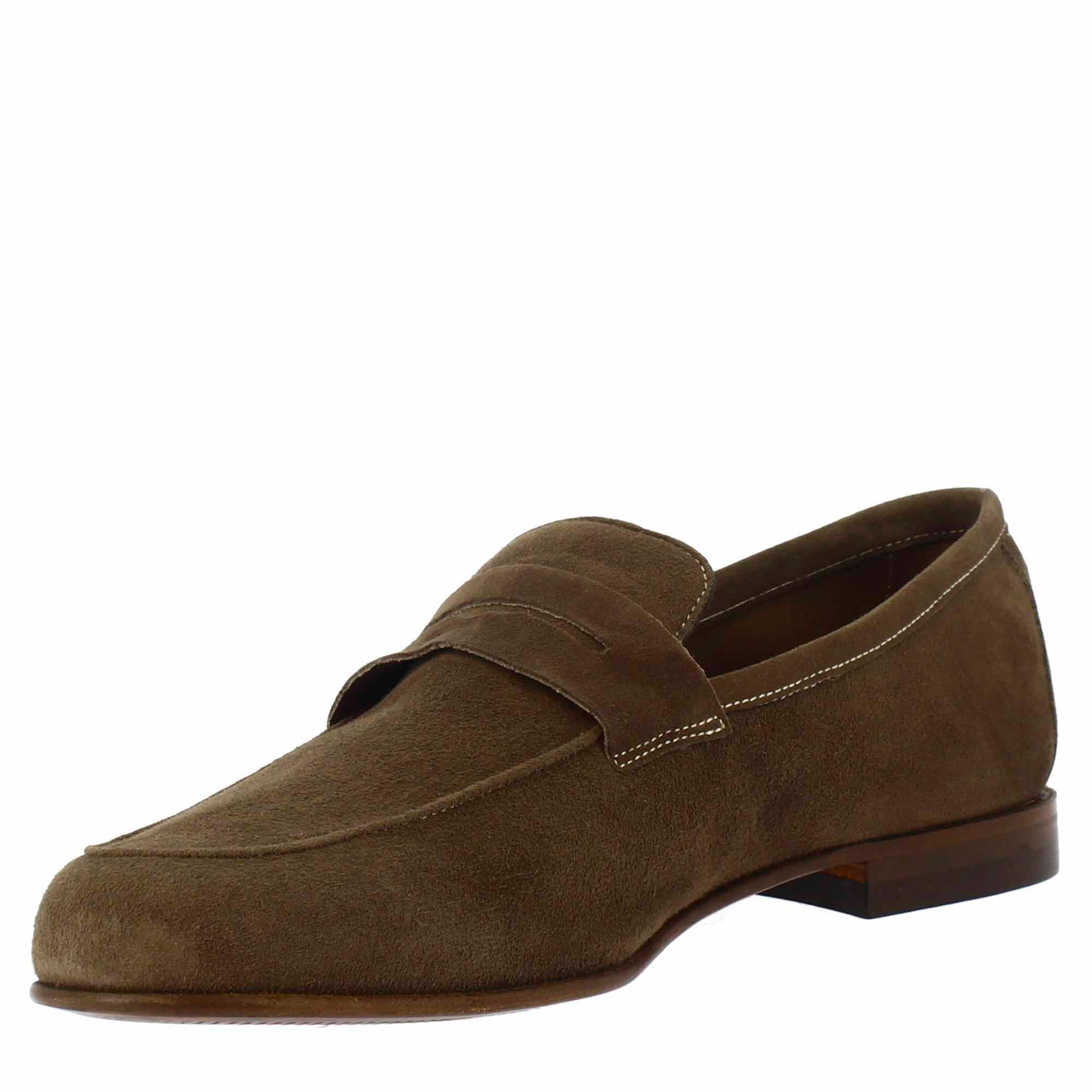 Men's slip-on loafers in taupe suede leather