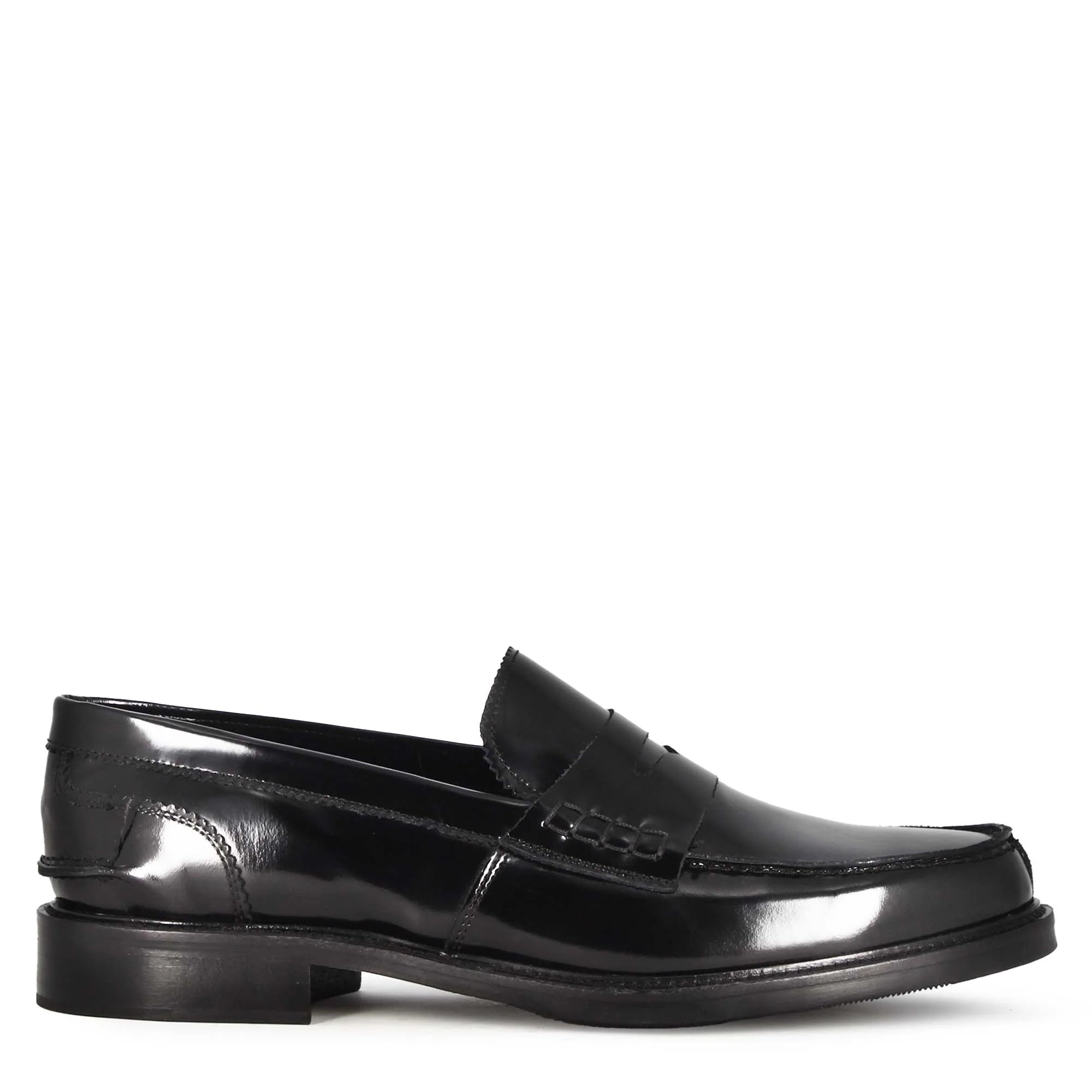 Classic Shiny Black Leather Moccasin