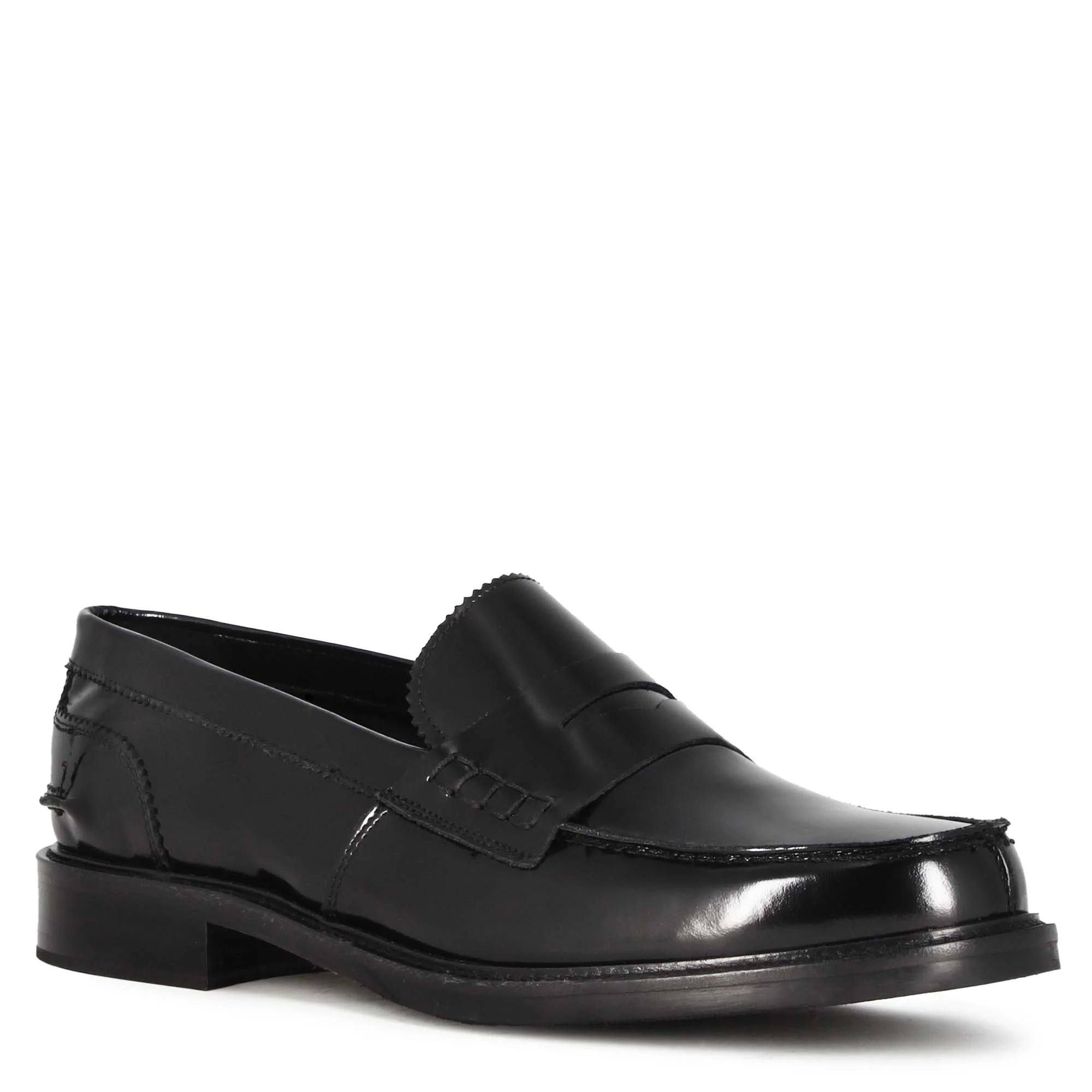 Classic Shiny Black Leather Moccasin