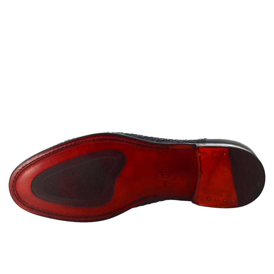 Moccasin in Woven Grain Leather