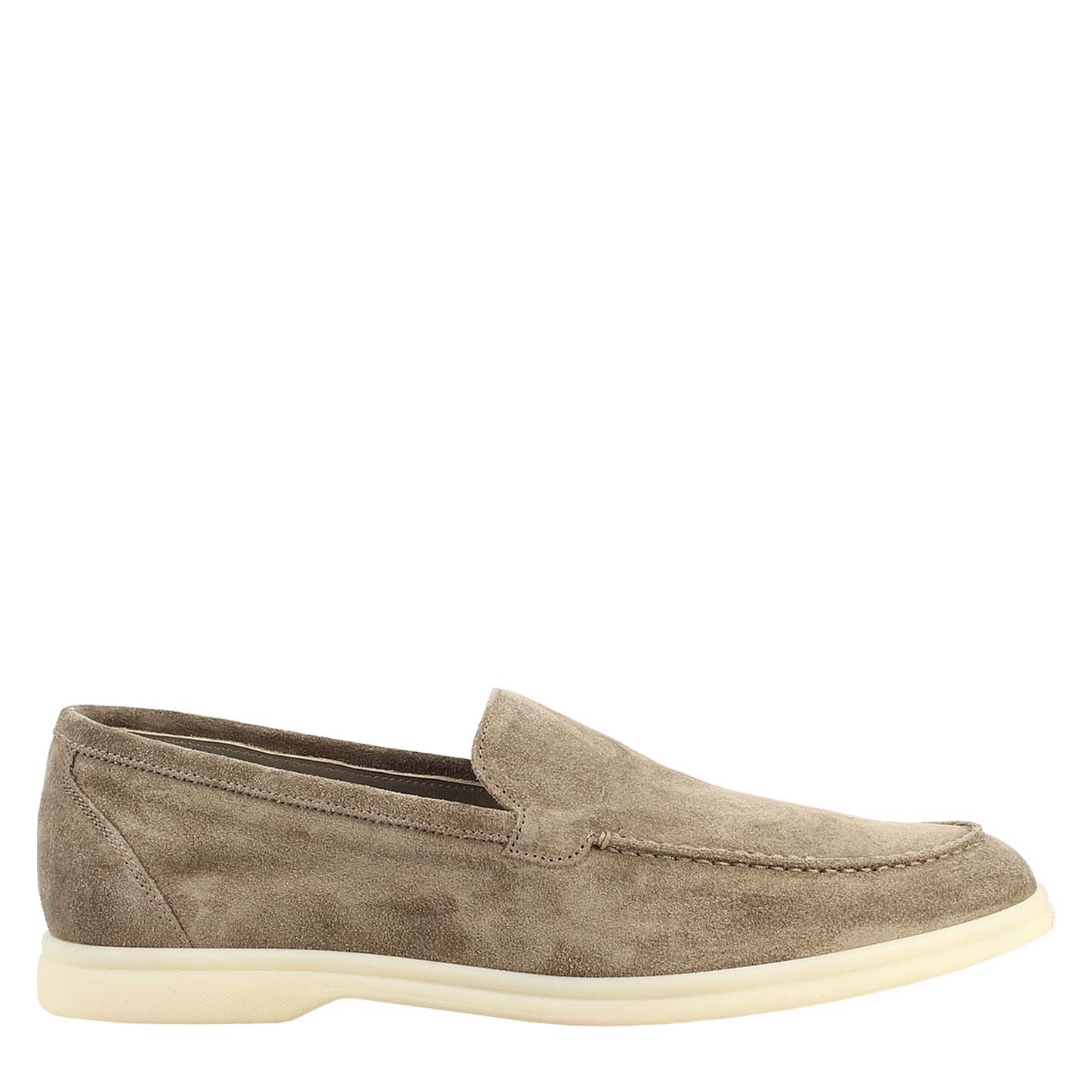Gray Suede Unlined Loafer