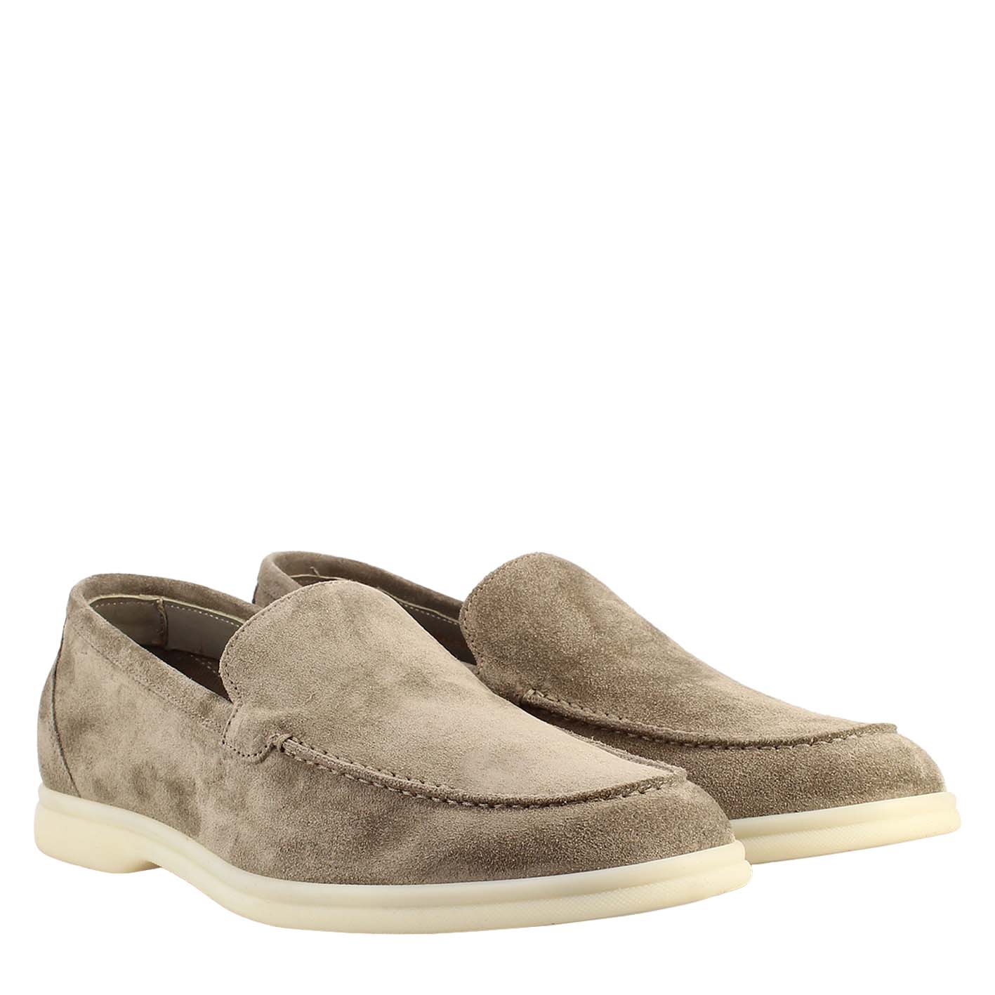 Gray Suede Unlined Loafers