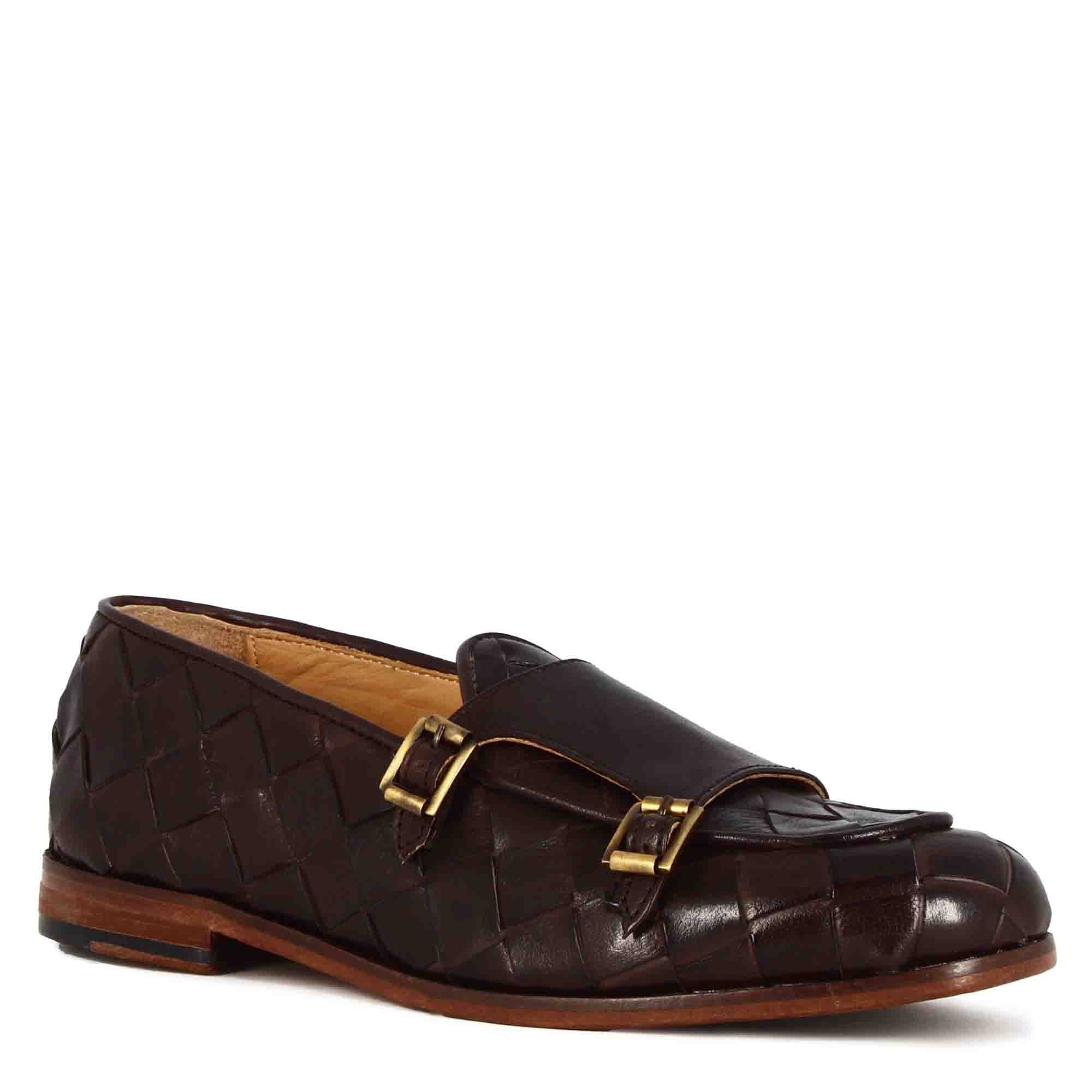Dark Brown Moccasin With Double Golden Buckle