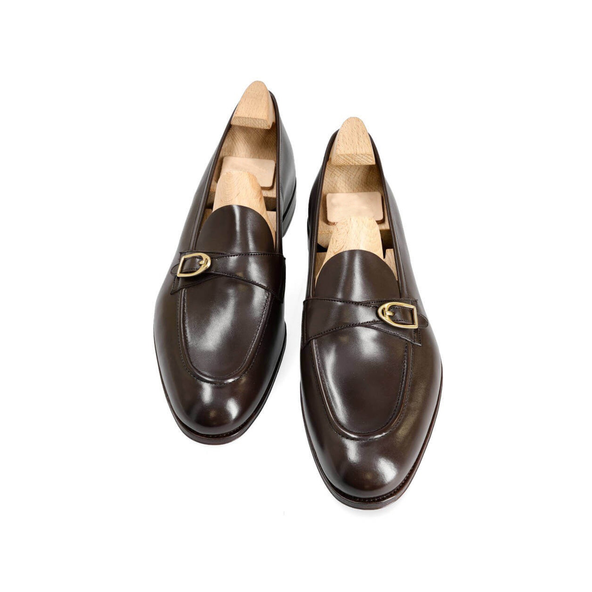 Vitello Cocoa Monk Strap Shoes
