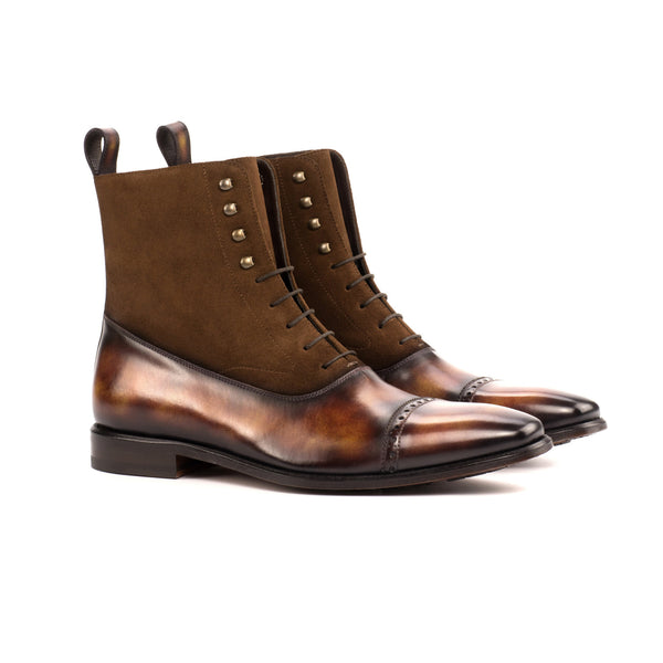 Patina Leather and Suede Balmoral Boots
