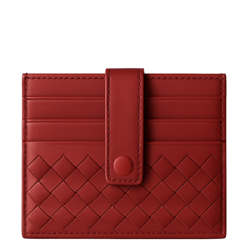 Men's Hand Woven Red Wallet with Short Buckle