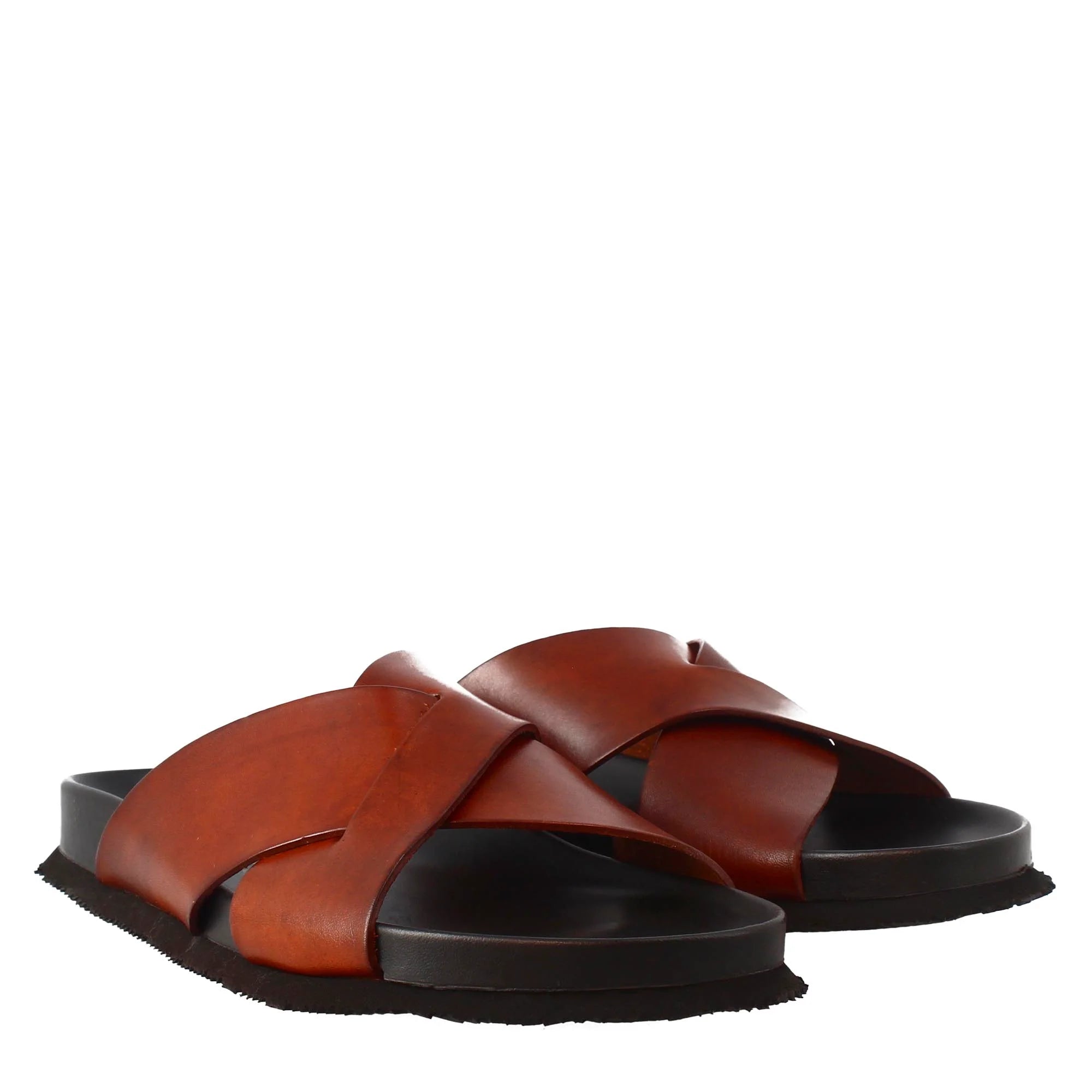 Mario Manzoni Ostrich Leg Black and Brown Woven Tassal SlipOn