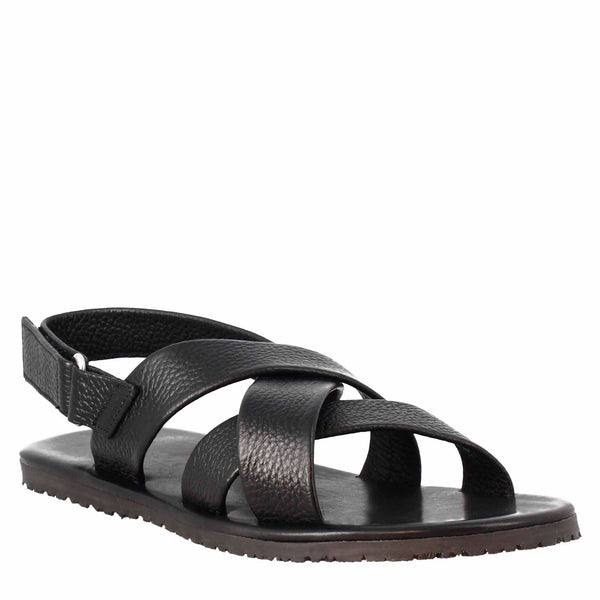 Mens Sandals in Leather with Velcro closure