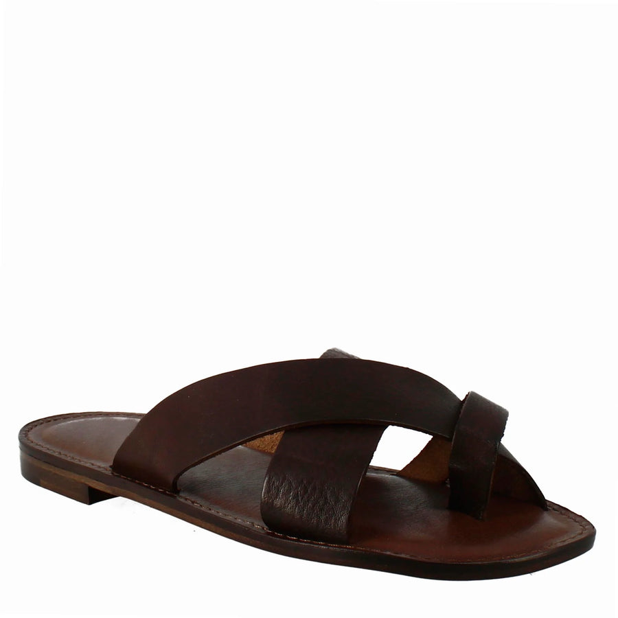 Coffee brown leather gladiator sandals