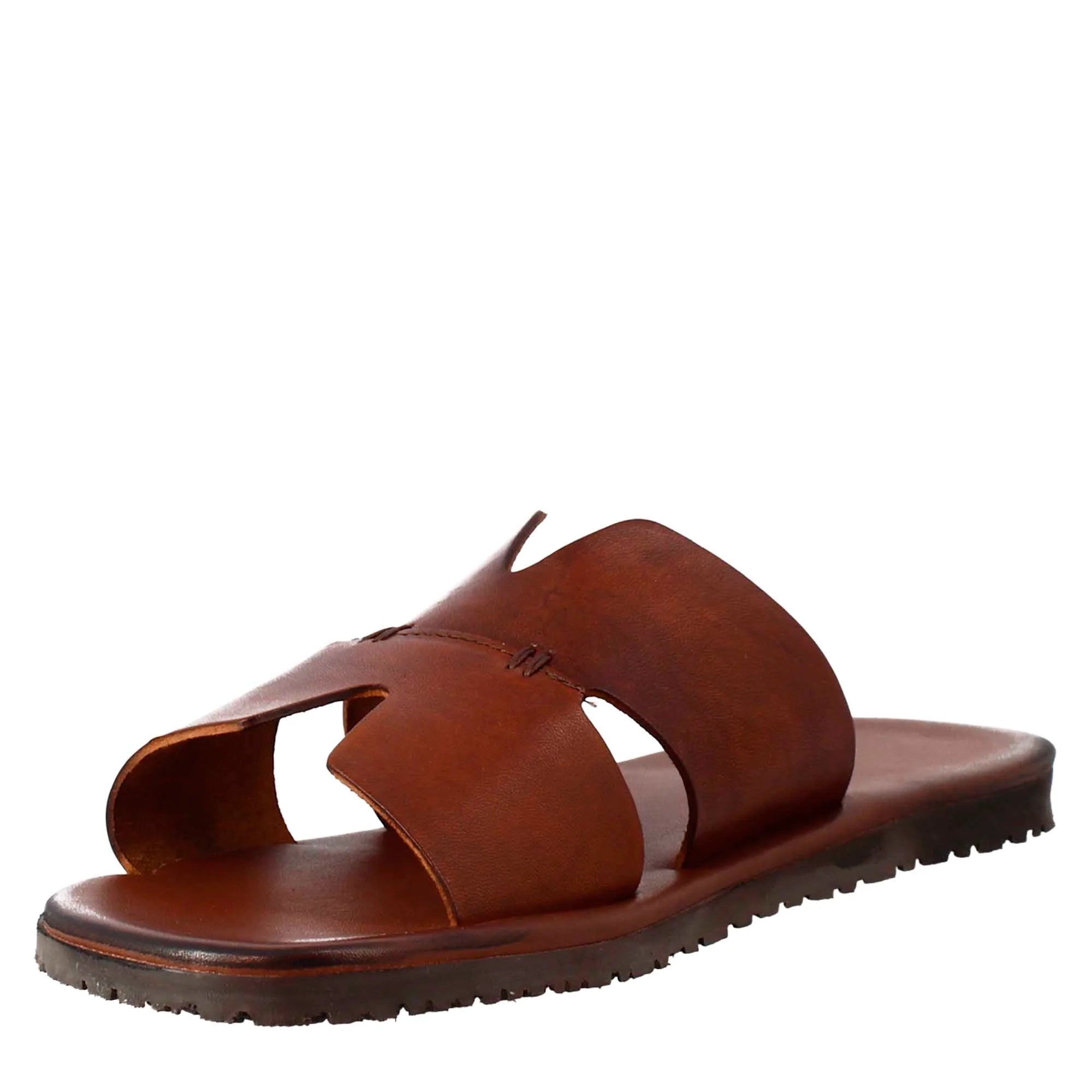 Brown Leather Handmade Slip on