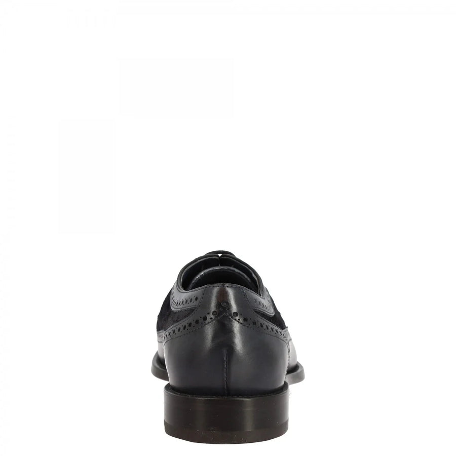 Blue calf and suede half brogues shoes