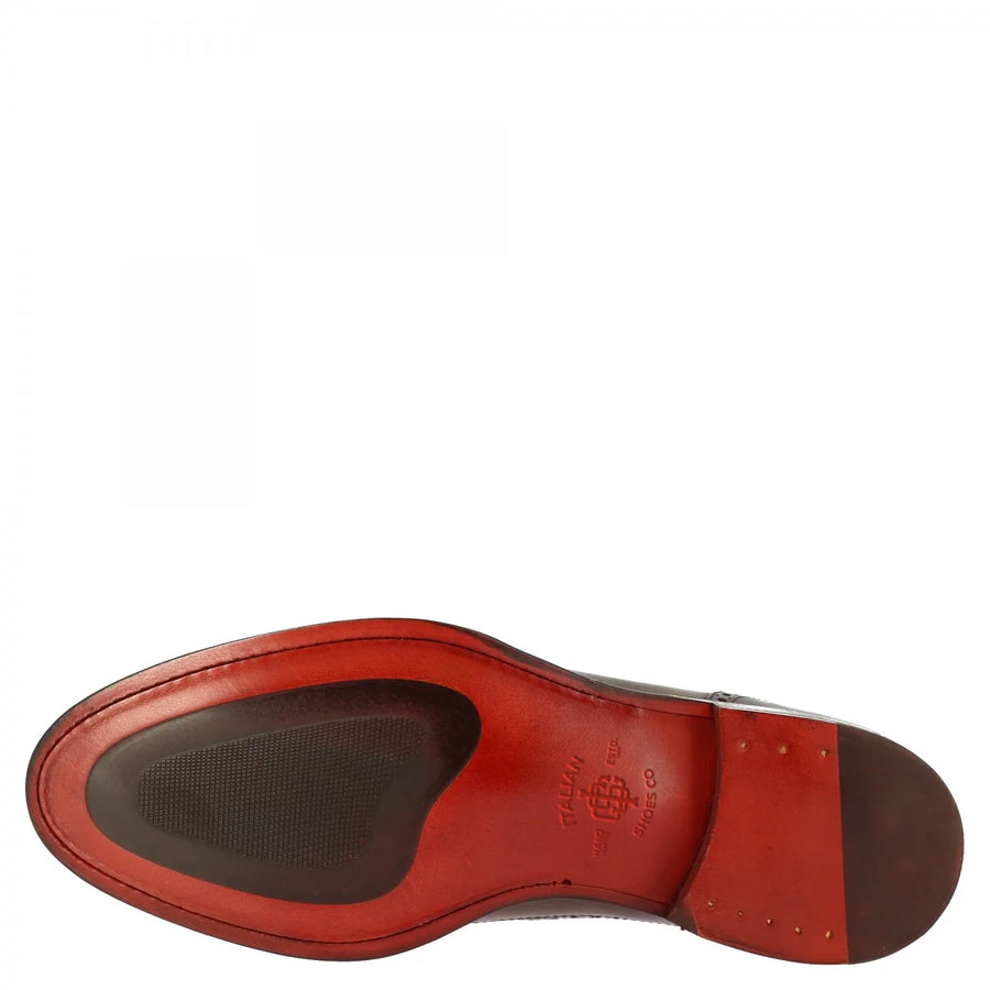 Dark Brown Calf Leather Half Brogues Shoes