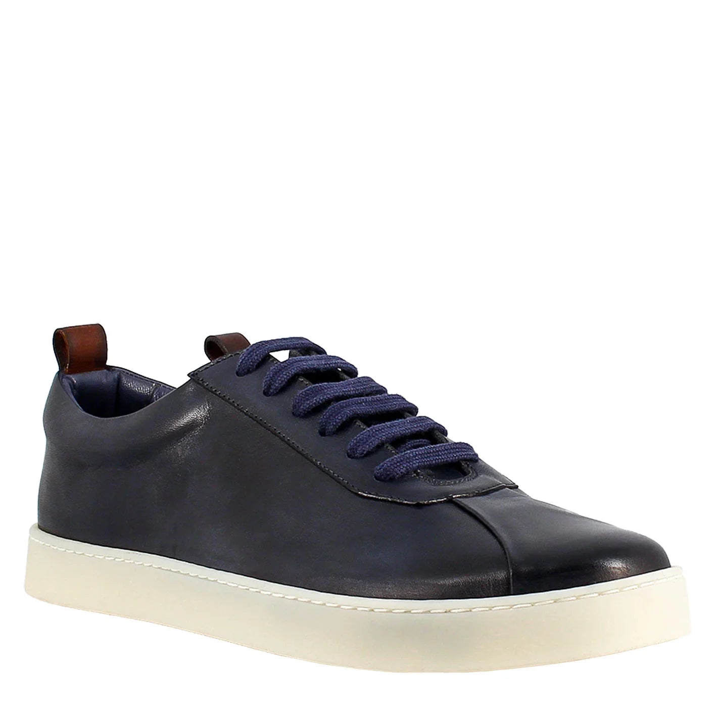 Blue Sneaker in smooth leather