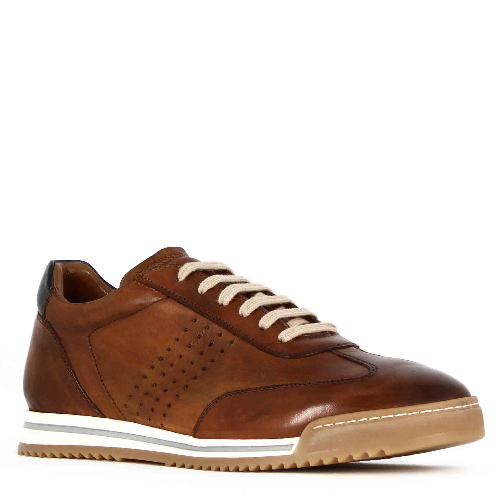 Buy Light Brown Leather Casual Sneaker for Men | Italian