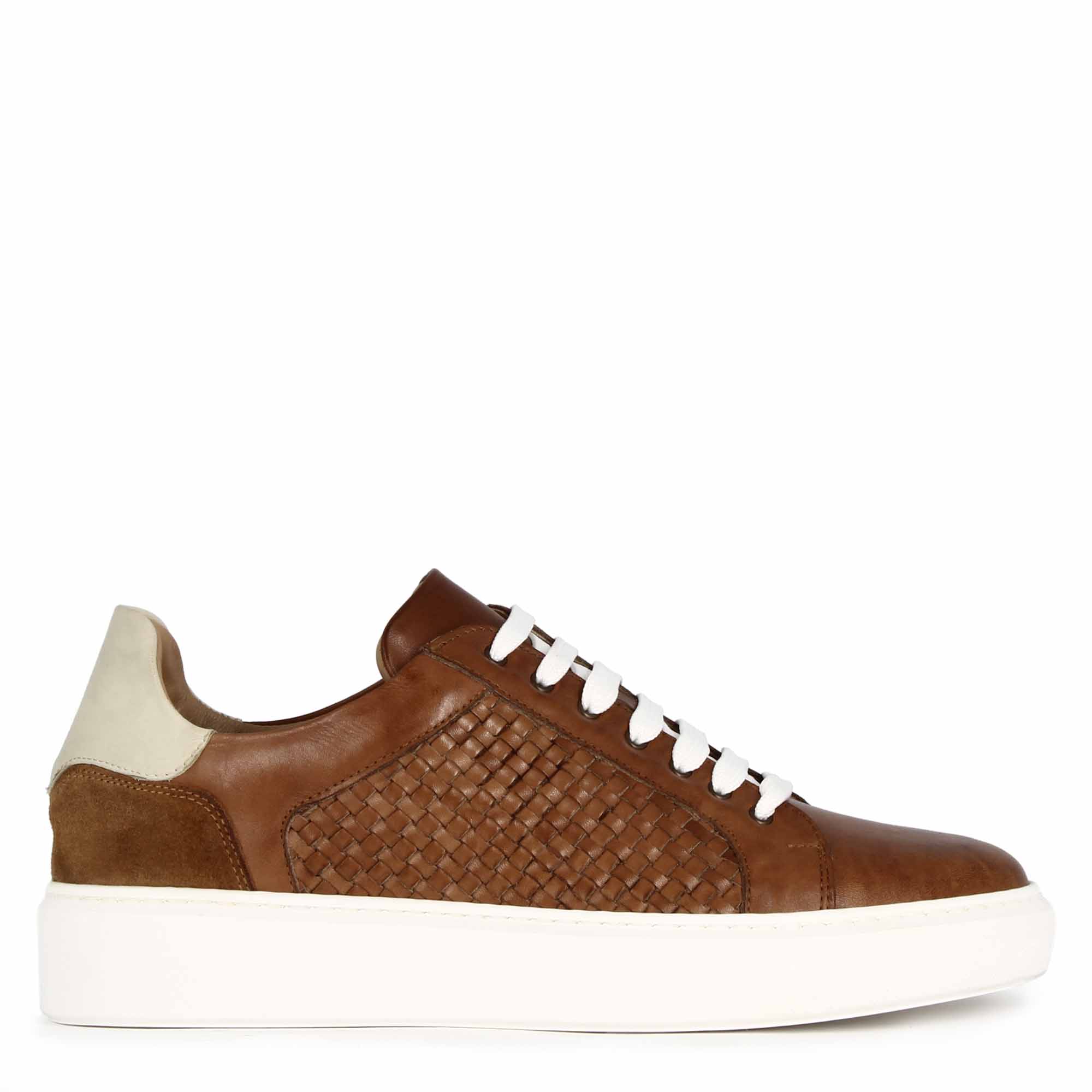 Casual Brown Woven Leather Italian