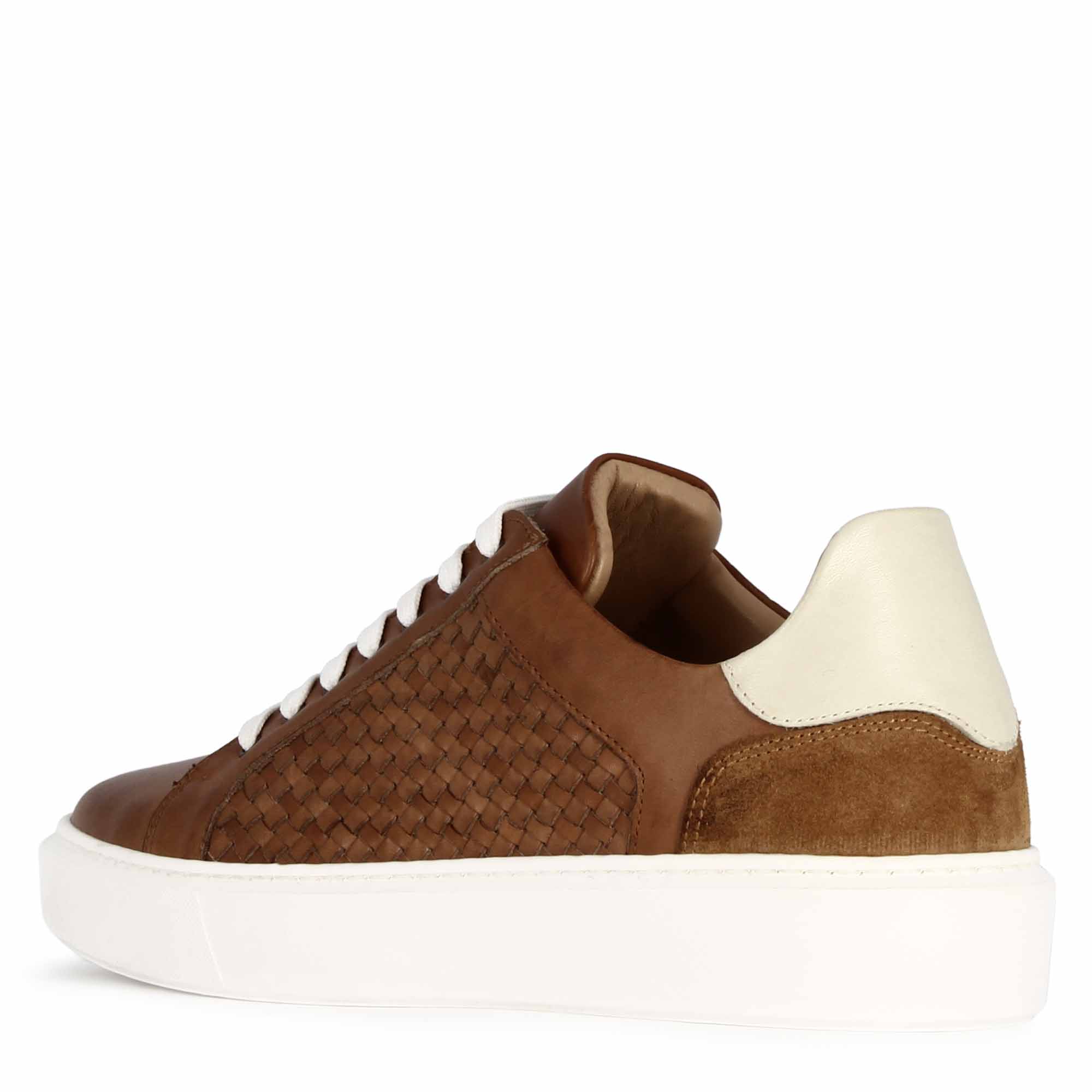 Casual Brown Woven Leather Italian