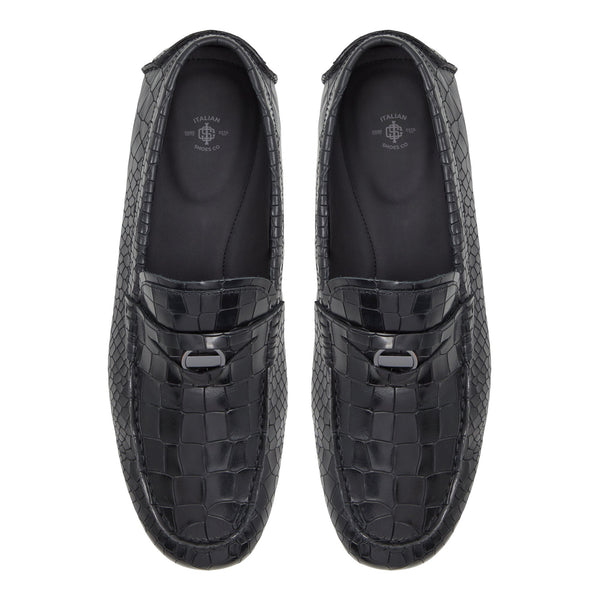 Croco X Pythan Textured Leather Loafers