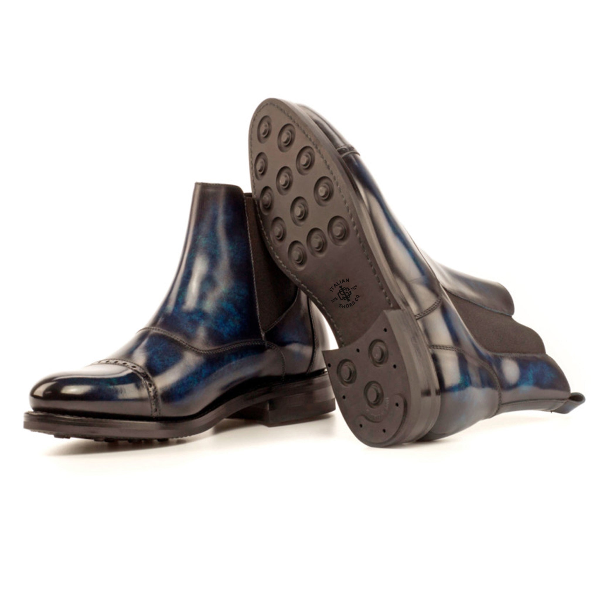 Navy Patina Chelsea Boots