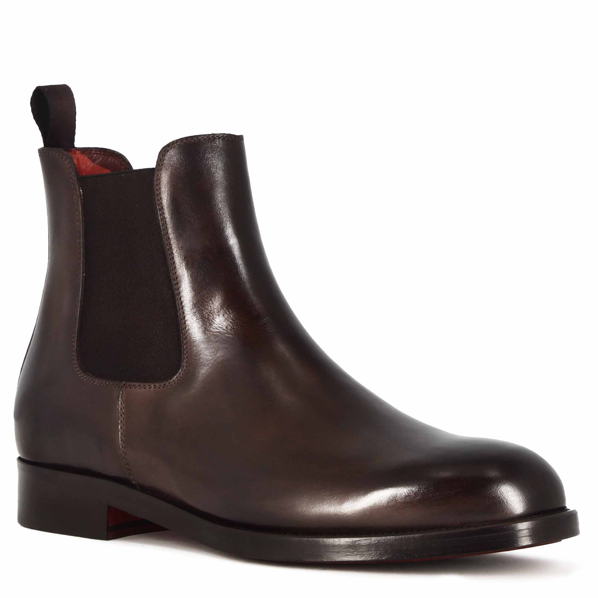 Stivaletti Chelsea Uomo Chelsea Boots Marroni Handmade Brown
