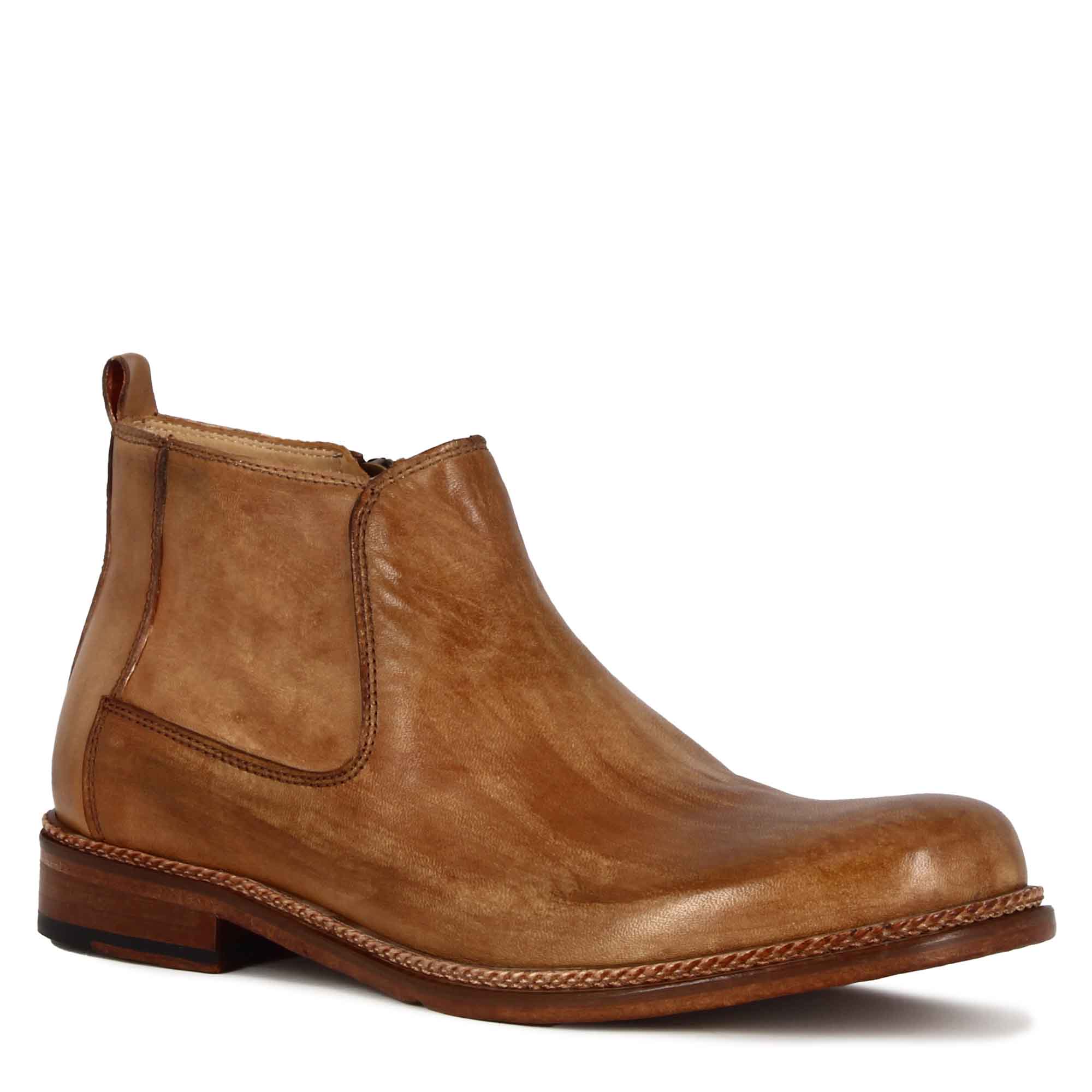 Handmade Light Brown Leather Ankle Boots handmade-light-brown-leather-ankle-boots