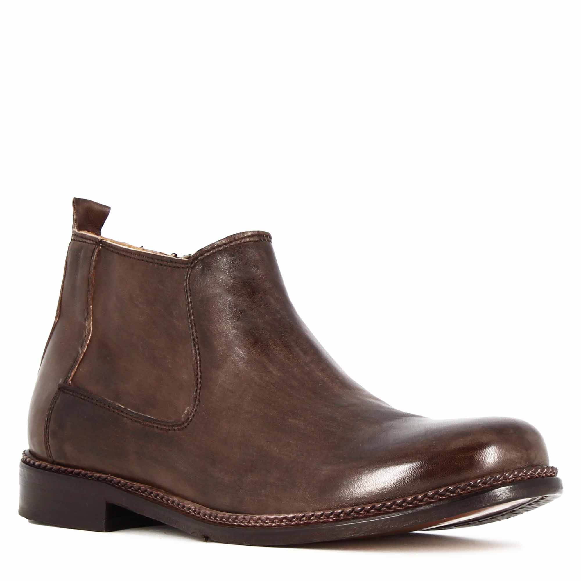 Dark Brown Leather Ankle Boots