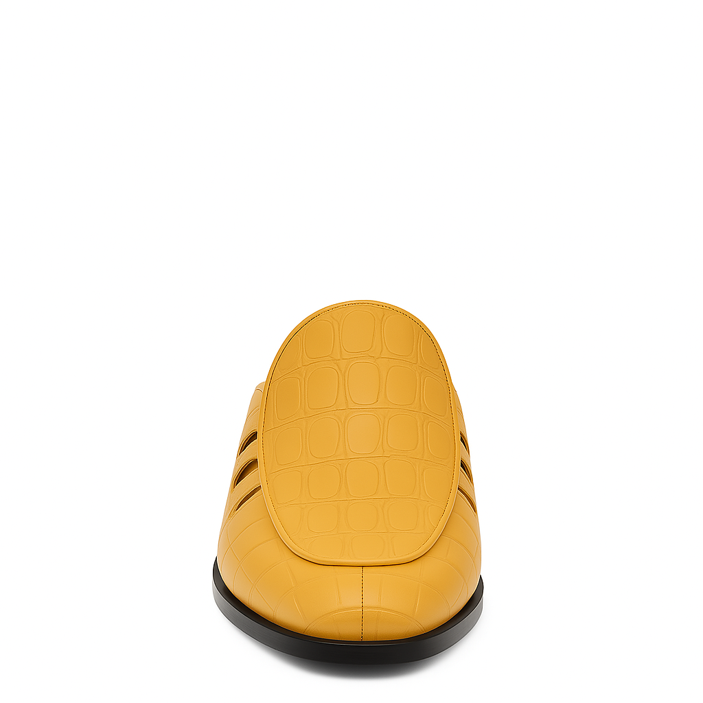 Stylish Croco Leather Mule Brown