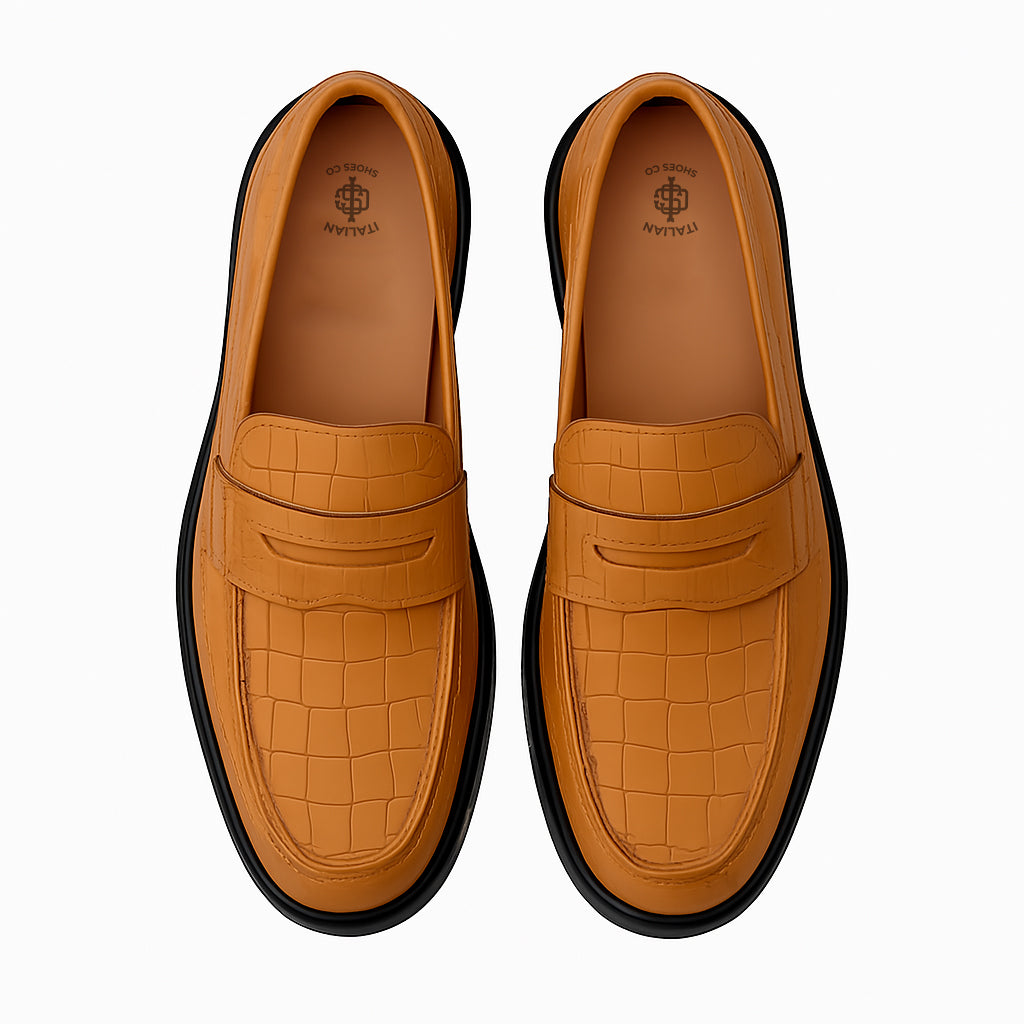Croco Leather Printed Loafer Brown