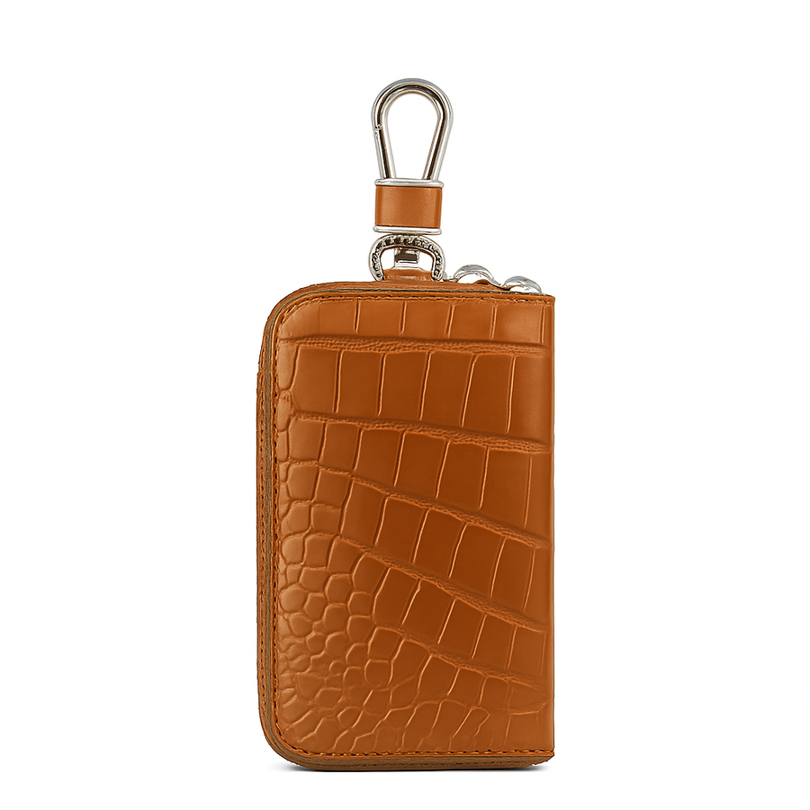 Croco Black Mini Zipper Key Case Wallet