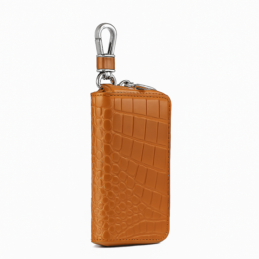 Croco Black Mini Zipper Key Case Wallet