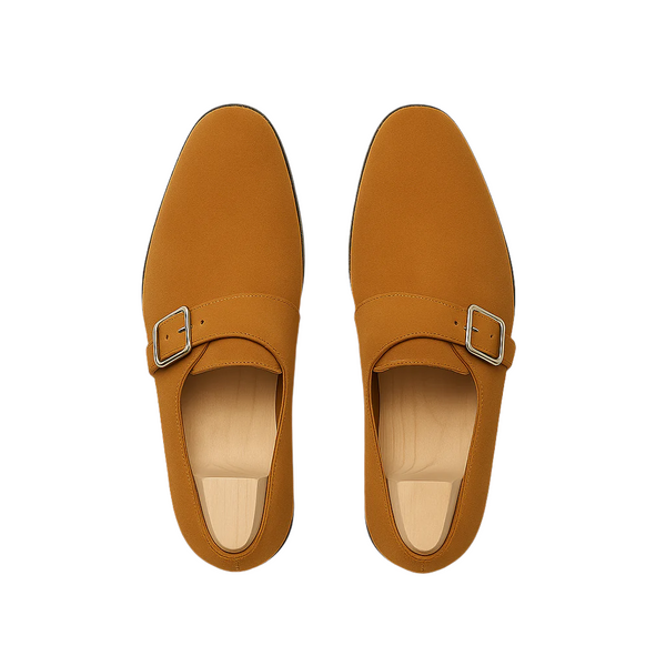Men s Handcrafted Suede Single Strap Monk Shoe