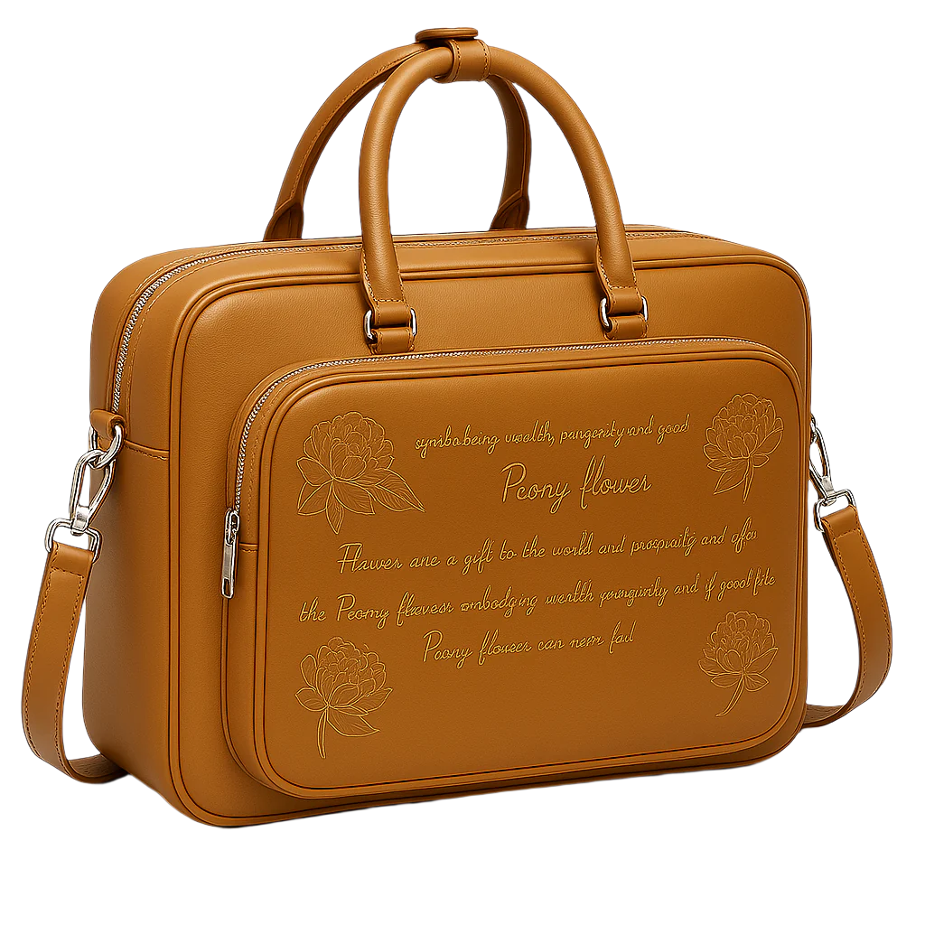 Italian Black Men s Printed Leather Laptop Bag
