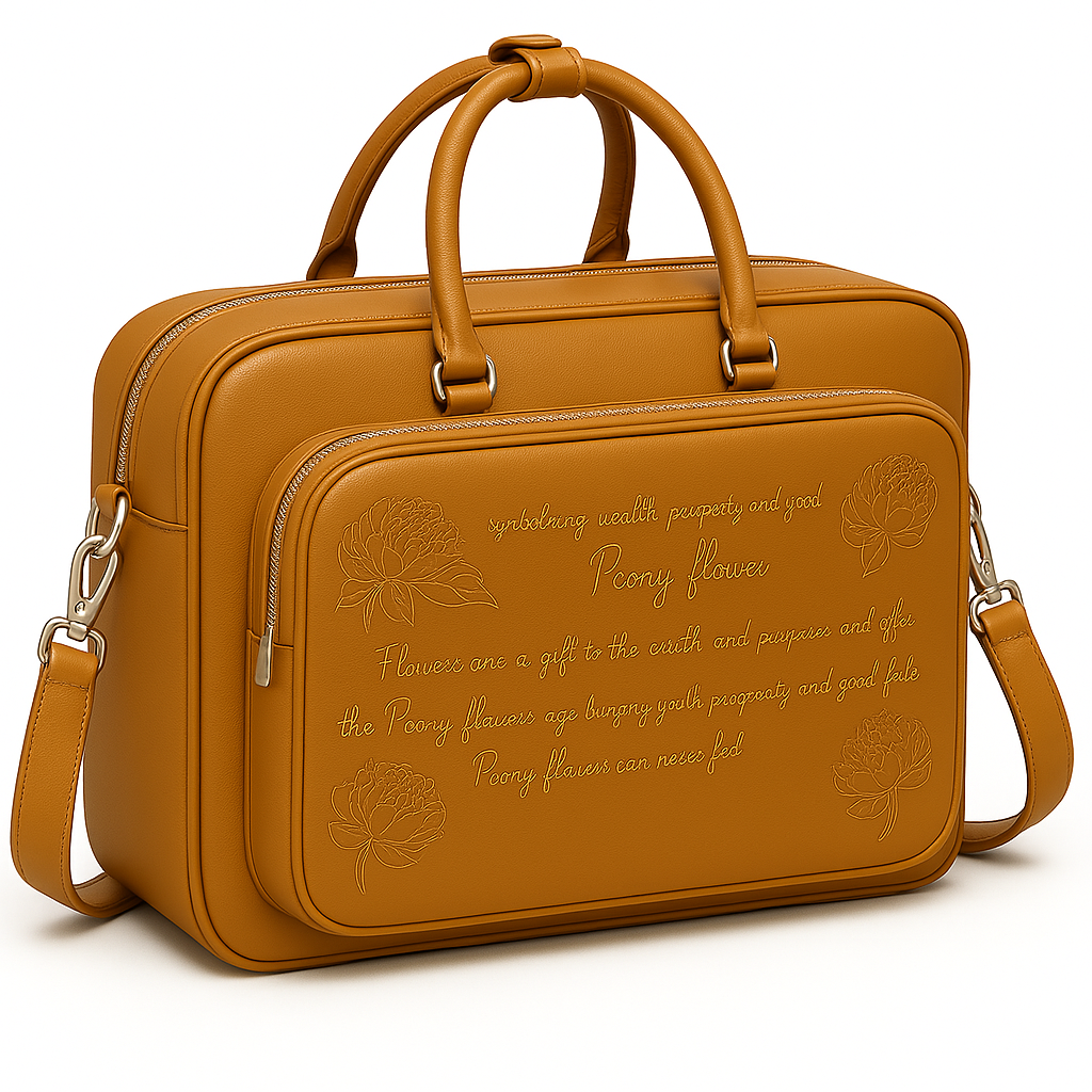 Italian Black Men's Printed Leather Laptop Bag