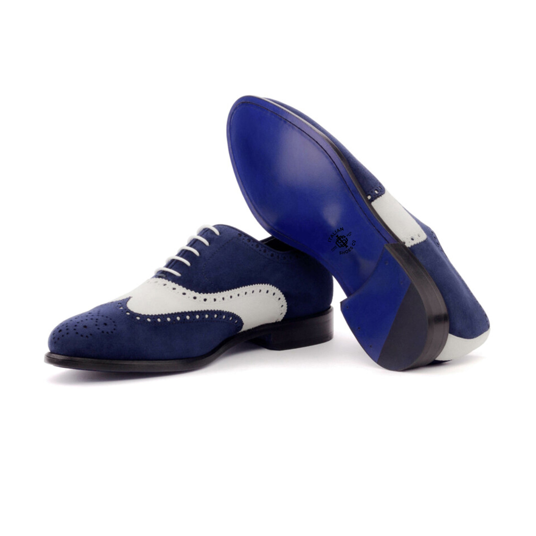 Navy and White Suede Brogues