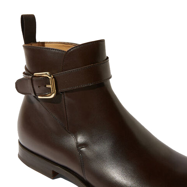 Classy Dark Brown Italian Leather Around Buckle Strap Boots