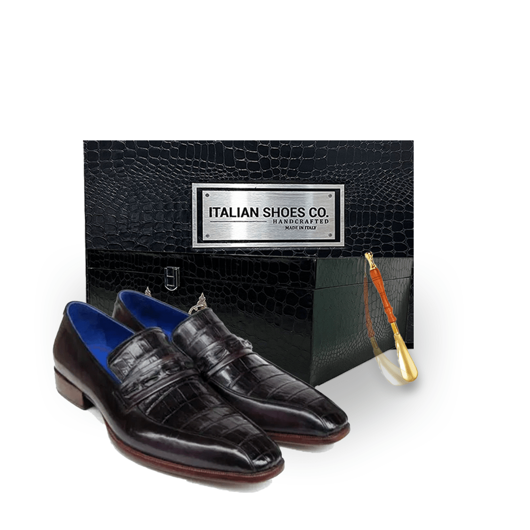 Black Leather Slip-on Shoes