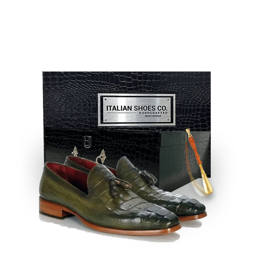 Embossed Leather Tassel Loafer