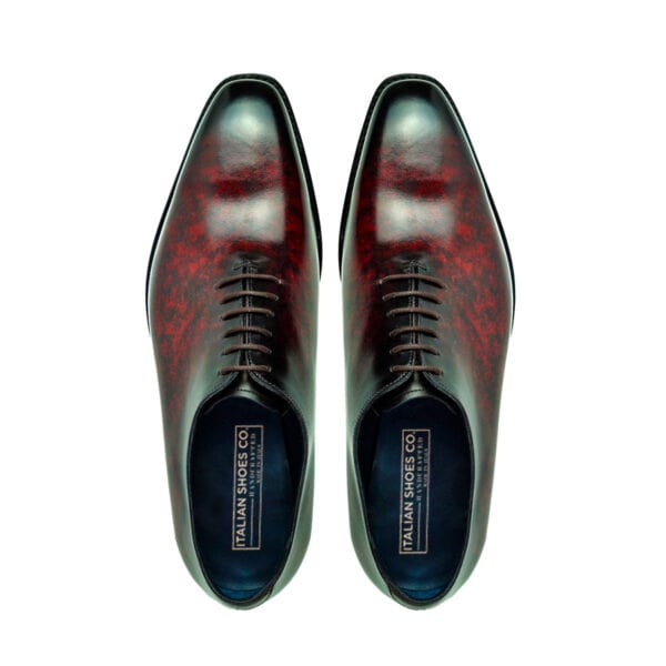 Classic Oxford Lace up Wine Leather Hand Polish Shoes
