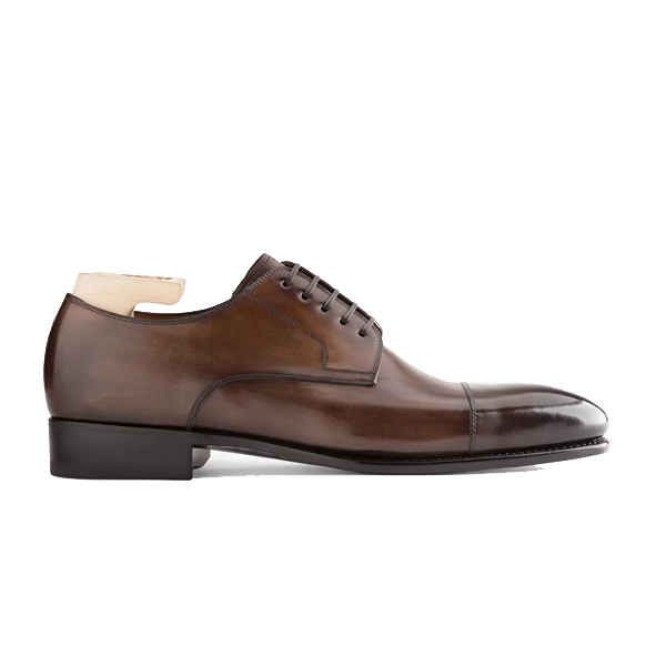 Derby Blucher Shiny Brown Luxury Men Shoes 8/42 / Dark Brown / Rubber