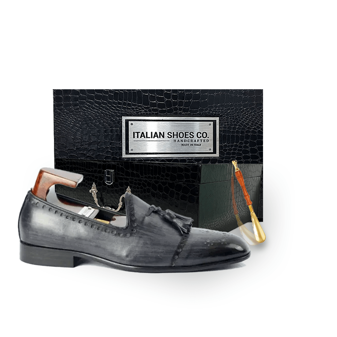 Tassel Leather Grey Loafer