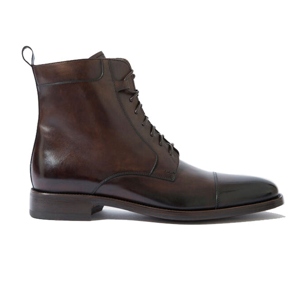 Derby Classy Brown Leather High Ankle Boots 675